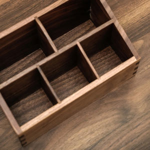6-Compartment Solid Walnut Storage Box Makeup <strong>Remote</strong> Control Comb <strong>Organizer</strong> <strong>for</strong> Nightstand Desktop Mortise and Tenon Structure - Product Image 3