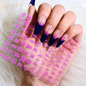 Pegatinas 3D para decoración de <span class=keywords><strong>uñas</strong></span>, número de letra gótica, diseño fresco de oro negro, adhesivo deslizante para <span class=keywords><strong>uñas</strong></span>, decoración de manicura - Product Image 5