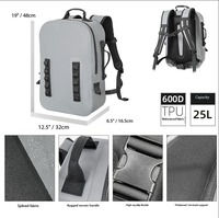 Sac à dos de randonnée portable imperméable en PVC 840D TPU de haute qualité, 30L, dos ergonomique souple, fermeture éclair étanche, sport unisexe, vente chaude