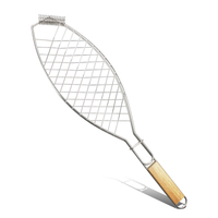 Accessoires de barbecue en acier inoxydable de haute qualité, panier de cuisson en forme de poisson pour barbecue en plein air avec anneau amovible