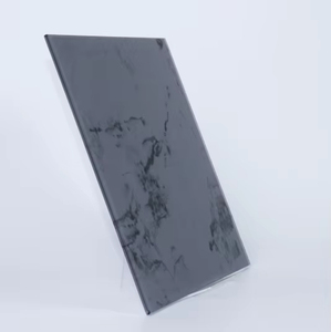 Panneau en verre artistique imprimé avec texture de marbre naturel, style gris foncé, décoratif pour applications intérieures et extérieures - Product Image 1