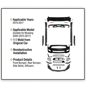 Kits de Carrocería Completos para <span class=keywords><strong>Ford</strong></span> <span class=keywords><strong>Mustang</strong></span> S550 2015-2017, Kit de Conversión de Carrocería Estilo GT500 con Alerón, Faldones Laterales y Difusor Trasero - Product Image 3