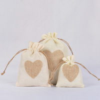 10*14CM haute qualité nouveau lin cordon sac couleur naturelle amour lin cordon sac mariage retour cadeau emballage sac