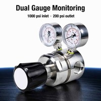 Régulateur haute pression SS316L R13 pour Hélium Propane, entrée 1000 psi, sortie réglable 200 psi, ports NPT 3/4'', certifié ISO