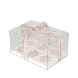थोक कस्टम पारदर्शी भोजन ग्रेड केक बॉक्स डिस्पोजेबल प्लास्टिक बॉक्स