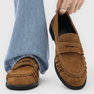 Nouvelle Collection Printemps 2026 – Mocassins Plissés Faits Main pour Hommes, Style Français-Britannique, en Cuir Véritable, Chaussures Décontractées et Habillées à Enfiler - Product Image 5