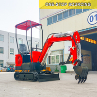 Mini-excavatrice sur chenilles de 1 tonne avec moteur Yanmar personnalisé, livraison gratuite, certifiée CE, pour jardin, mini-pelle télescopique, petite machine