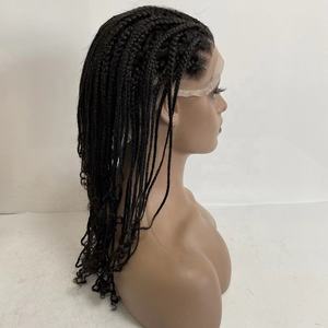 Pelucas de cabello trenzado africano transparente suizo <span class=keywords><strong>HD</strong></span> encaje indio Remy pre estilo trenzado pelucas de cabello humano pre arrancadas - Product Image 1