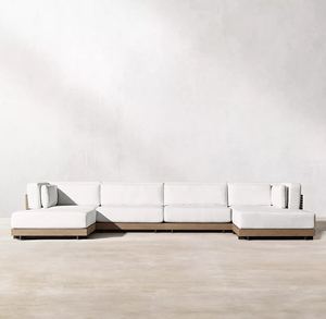 Conjunto de Sofás Modernos para Exteriores, Muebles de Jardín de Madera de Teca para Patio, Villa o Apartamento - Product Image 4