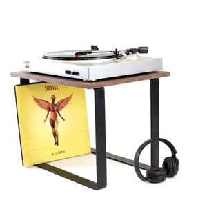 Support de tourne-disque avec porte-disques, décorations de table en métal et bois, <span class=keywords><strong>meuble</strong></span> de station musicale pour accessoires audio, décoration intérieure - Product Image 5