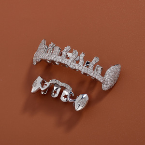 กริลล์ซสำหรับฟัน รูปดาวแบบไม่สมมาตร ดีไซน์ทรงหยดน้ำ สีเงิน สีทอง ชุดเซ็ตแบบฝังเพชร สำหรับทุกเพศ ใส่ได้ทุกวัน สไตล์ฮิปฮอป ทันสมัย - Product Image 3