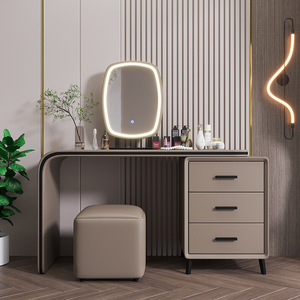 <b>Simple</b> Modern Makeup Dressing Table Compact Vanity <b>Desk</b> With Mirror Storage For Small Bedroom Apartment Home Decor - Product Image 4