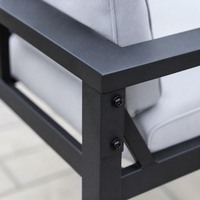Ensemble de canapé de jardin gris moderne à trois places avec coussins imperméables, structure en métal, mobilier d'extérieur pour salon, bord de piscine, hôtel