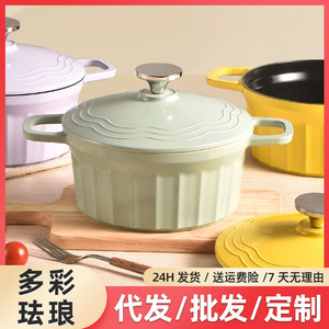 Enamel Cast Aluminum Stew Pot Large Capacity Nonstick For Cooking - Product Image 5