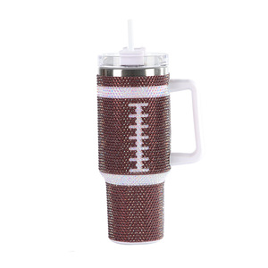 Mug de voyage isotherme en acier inoxydable 40oz avec strass, poignée et paille, écologique, personnalisable en couleur et logo - Product Image 1