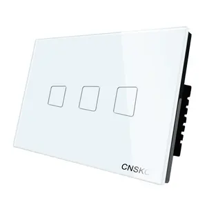 US Tempered Crystal Glass 3 Gang 2 Way Touch sensor screen wall Light Switch for led