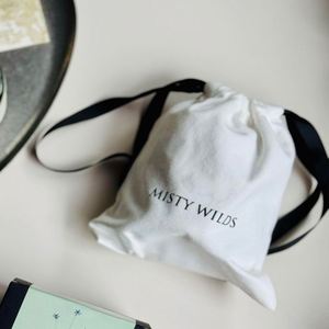 Cheap Low Moq <b>Small</b> Cotton Muslin Drawstring <b>Bag</b> 100% Organic Cotton Dust Pouch with <b>Black</b> Ribbon - Product Image 2