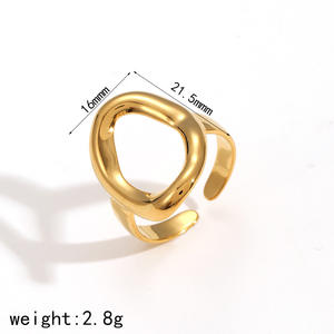 Geometric <b>Titanium</b> Steel <b>Ring</b> Unisex Fashion Jewelry Gift Circular Lines Design Open Adjustable Fit - Product Image 4