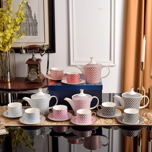 STAR Series Russian Emperor High-End Ceramic <b>Tea</b> and Coffee <b>Set</b> Includes Bone China Teacup Saucer Kettle - Product Image 2