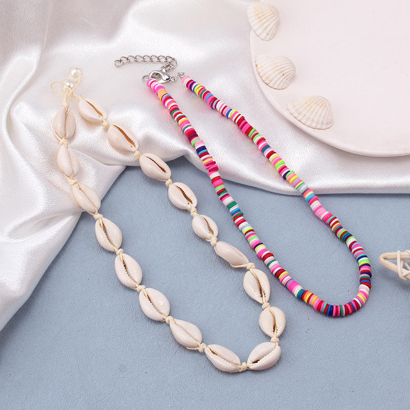 Conjunto de collar de conchas marinas de arcilla polimérica