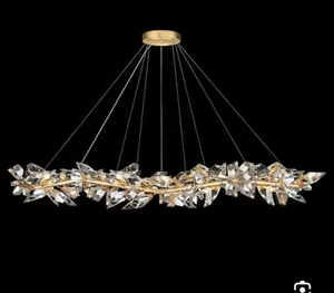 Hiện đại tinh thể tuyến tính ánh sáng mặt dây chuyền 2 nhẫn d3ft + d2ft Trần treo đèn cố định văn phòng nhà Đèn chùm lá thiết kế - Product Image 4