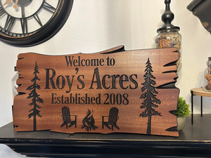 Custom Shop Sign Wood Designer vaso artigianato Custom all'aperto in legno segno di cabina personalizzato intagliato <span class=keywords><strong>alberi</strong></span> del campo nome di famiglia - Product Image 5