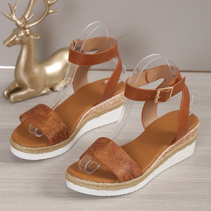 Sandalias de cuña de verano, Sandalias romanas con plataforma y correa de hebilla para Mujer, Sandalias antideslizantes de fondo grueso con punta abierta para Mujer de talla grande 36-43 - Product Image 6