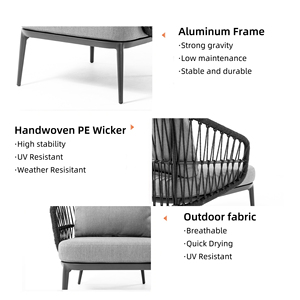 Ensemble de meubles de jardin de luxe pour hôtel, canapé d'extérieur en aluminium, salon, villa, meubles de patio pour piscine, terrasse, complexe hôtelier - Product Image 3