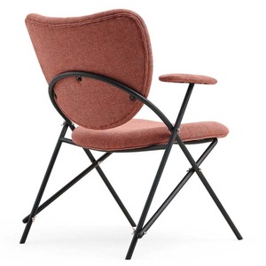 Mediados del siglo Moderno marco de metal rojo tela Oficina hotel ocio Silla <span class=keywords><strong>barcelona</strong></span> con reposabrazos cojín - Product Image 3