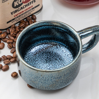 Ensemble tasse à café et soucoupe en céramique transformée au four, 200 ml, glaçure réactive, tasse à thé vintage, mug en porcelaine fait main pour la vente en gros