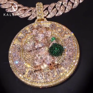 Pendentif Hiphop personnalisé Kaleido, pendentif rond <span class=keywords><strong>en</strong></span> lettres 3D, pendentif <span class=keywords><strong>en</strong></span> laiton pour homme, plaqué or 18 carats, zircon, luxe, grand pendentif de 3 pouces, bijoux fins - Product Image 1