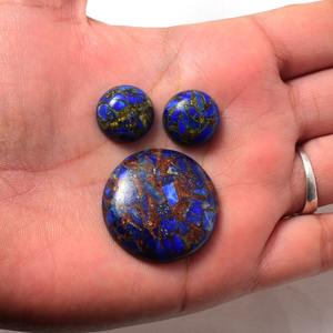 Cabochons en Lapis Lazuli Naturel Premium Faits à la Main, Bleus, 3mm-40mm, Dos Plat, Pierres Précieuses Libres à Effet de Couleur pour la Fabrication de Bijoux, Vente en Gros - Product Image 4