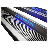 HY Hyundai Custin 1-2 Décoration Intérieure : Plaque de Protection de Marchepied LED en Alliage d'Aluminium pour Porte Coulissante Arrière, Éclairage de Bienvenue