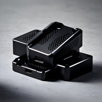 Boîtier électronique en aluminium noir anodisé usiné sur mesure par CNC pour capteur, pièce pour équipement d'alimentation haute précision