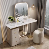 Ensemble de meubles sur pied personnalisé INS moderne, miroir éclairé pleine longueur, table de maquillage et de toilette écologique, panneau MDF