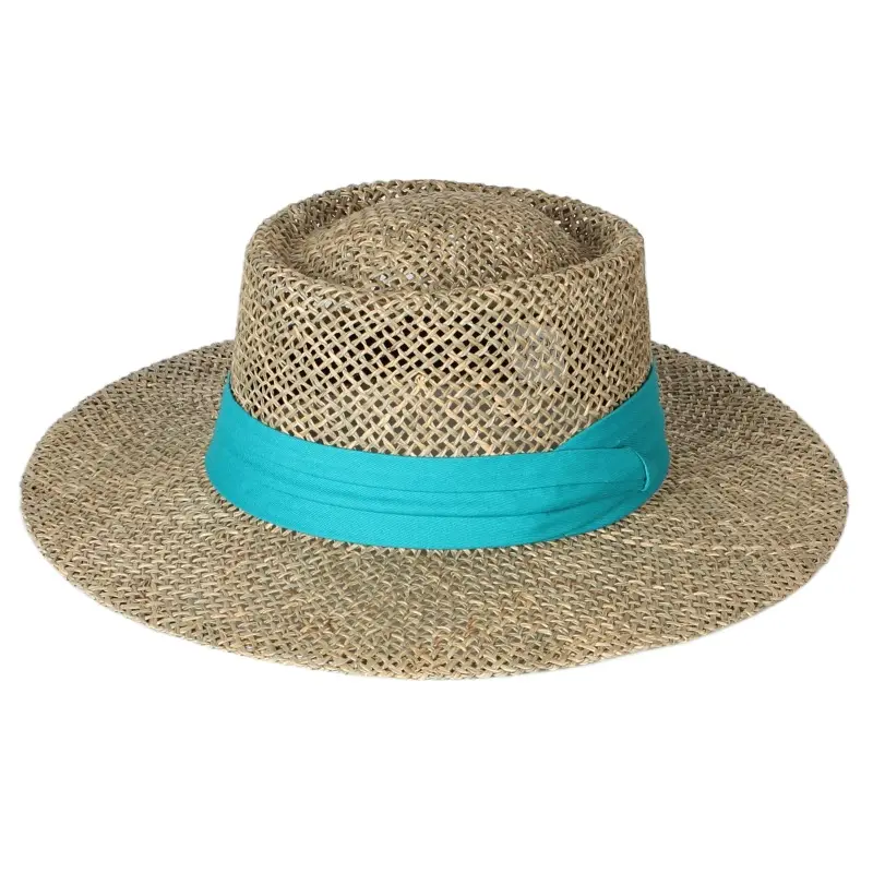 Grosir musim panas pantai perjalanan luar ruangan tabir surya antik Panama elegan pinggiran topi jerami matahari untuk wanita