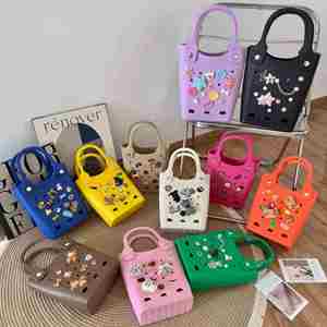 Outdoor Travel <b>Beach</b> Bags Simple Plain Color Handbags Waterproof EVA Holes Bag - Product Image 1