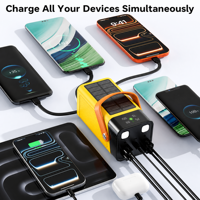 Batterie externe solaire 50000mAh 22.5W, chargeur portable à charge super rapide avec 4 câbles intégrés pour le camping en plein air