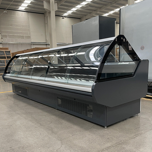 Vitrine réfrigérée de présentation de nourriture cuite, de salades, de charcuterie, de <span class=keywords><strong>boucherie</strong></span>, de charcuterie, en verre incurvé, pour comptoir, vente en gros d'usine - Product Image 4