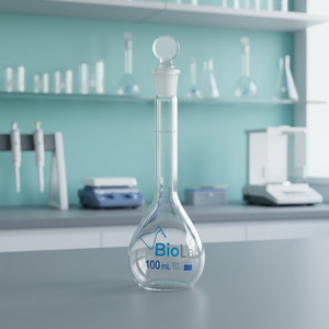 Frasco Volumétrico de Cuello Largo de Vidrio Borosilicato de 10000 mL, Frasco de Medición de Laboratorio con Tapón BIOLAB para Soluciones Químicas - Product Image 3