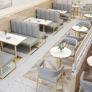 Hiện đại đơn giản Bàn và ghế kết hợp <span class=keywords><strong>cafe</strong></span> ánh sáng sang trọng thanh Nhà hàng sắt PU da tường sofa Booth Set - Product Image 2
