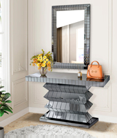 Console de salon moderne OME avec miroir, en forme de cœur, ornée de cristaux Diamante