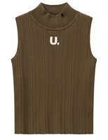 Design moderne 2025 femmes gilet brodé Logo décontracté demi-col roulé tricoté sans manches haut pull