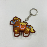 Porte-clés personnalisé en tissu sergé sublimé, breloque de sac en peluche en forme d'animal de dessin animé (cheval), cadeau promotionnel