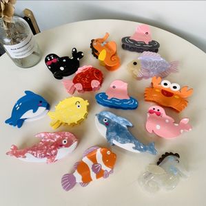 Océan Acétate Animal Dauphin <span class=keywords><strong>Crabe</strong></span> Clown Poisson Cheveux Accessoires Ponytail Clip - Product Image 1