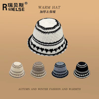 Automne hiver tricoté bloqué seau chapeau pour femmes à la mode dôme chaleur doux et polyvalent laine pêcheur chapeau