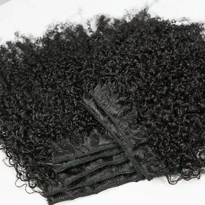 Extensions de cheveux à clips bouclés crépus de 22 pouces, 26 couleurs, vente chaude, 100% cheveux vierges russes, 7 clips, styles ondulés droits - Product Image 4