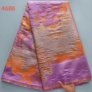 4686 Tissu Jacquard Brocart Africain Damassé Nigérian de Luxe Multicolore en Dentelle, 5 Yards, Broderie pour Robe Femme - Product Image 3