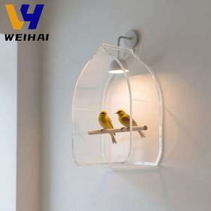 Asılı kanca ile Mini ev akrilik kuş kafesi-sevimli yazlık tasarım, küçük kuşlar için çıkarılabilir çatı ve tepsi - Product Image 4