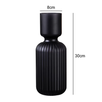 Vase en verre UFO YaFu YF3249 en gros, moderne, gaufré, transparent, décoratif, noir, style européen, pour table, OEM/ODM pour la décoration intérieure